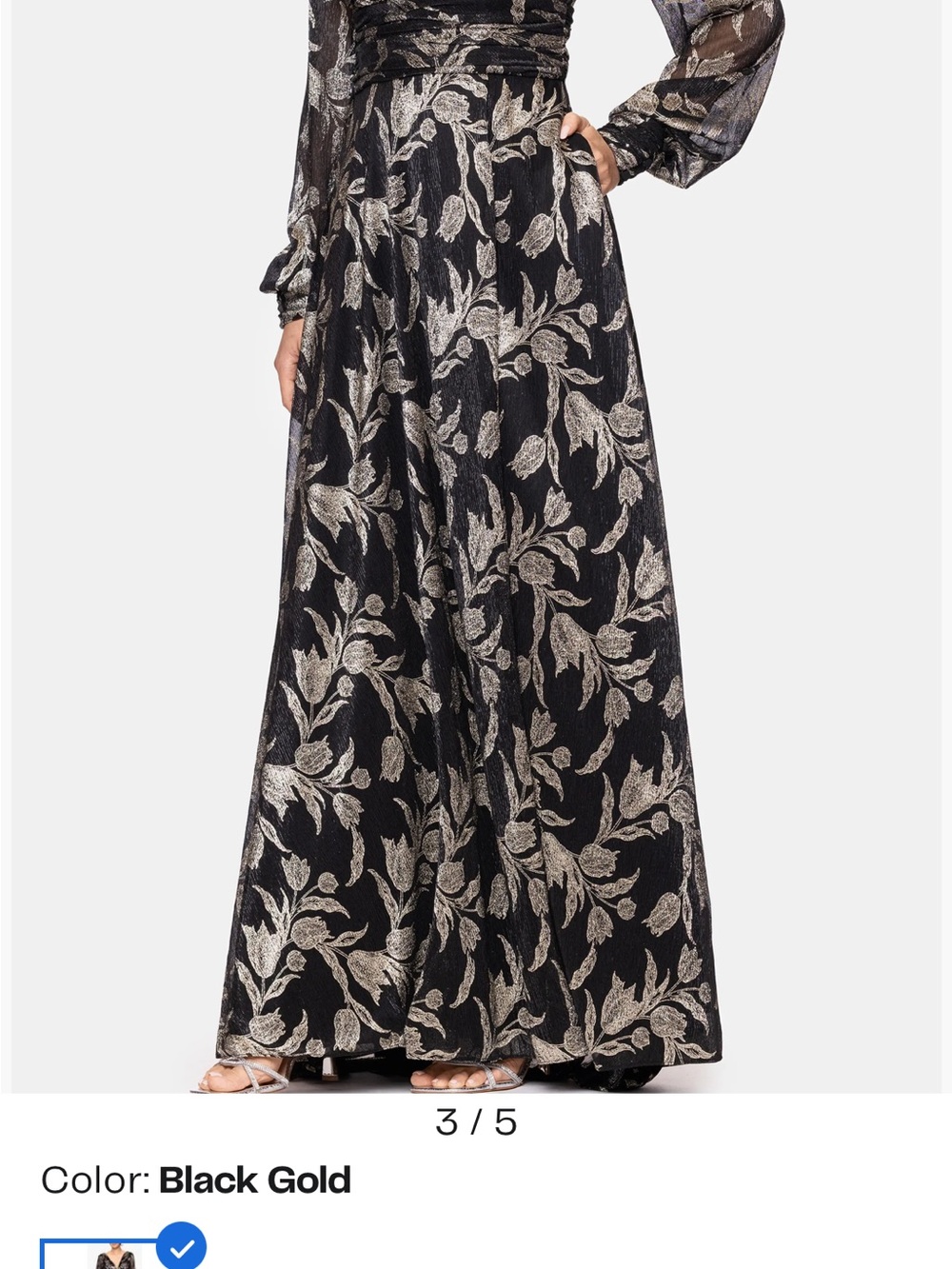 Betsy & Adam Black and Gold Floral Long-Sleeve Dress - Picture 10 of 11